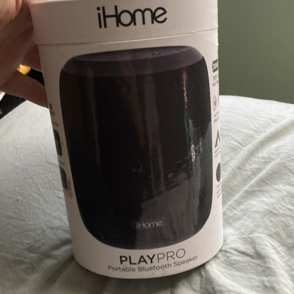 iHome PlayPro Bluetooth Portable Speaker, Speakerphone, Battery, Strap, Black