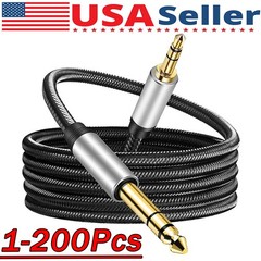 6FT 3.5mm AUX Audio Nylon Braided Cord Cable PC iPod Car Phone headphone Lot