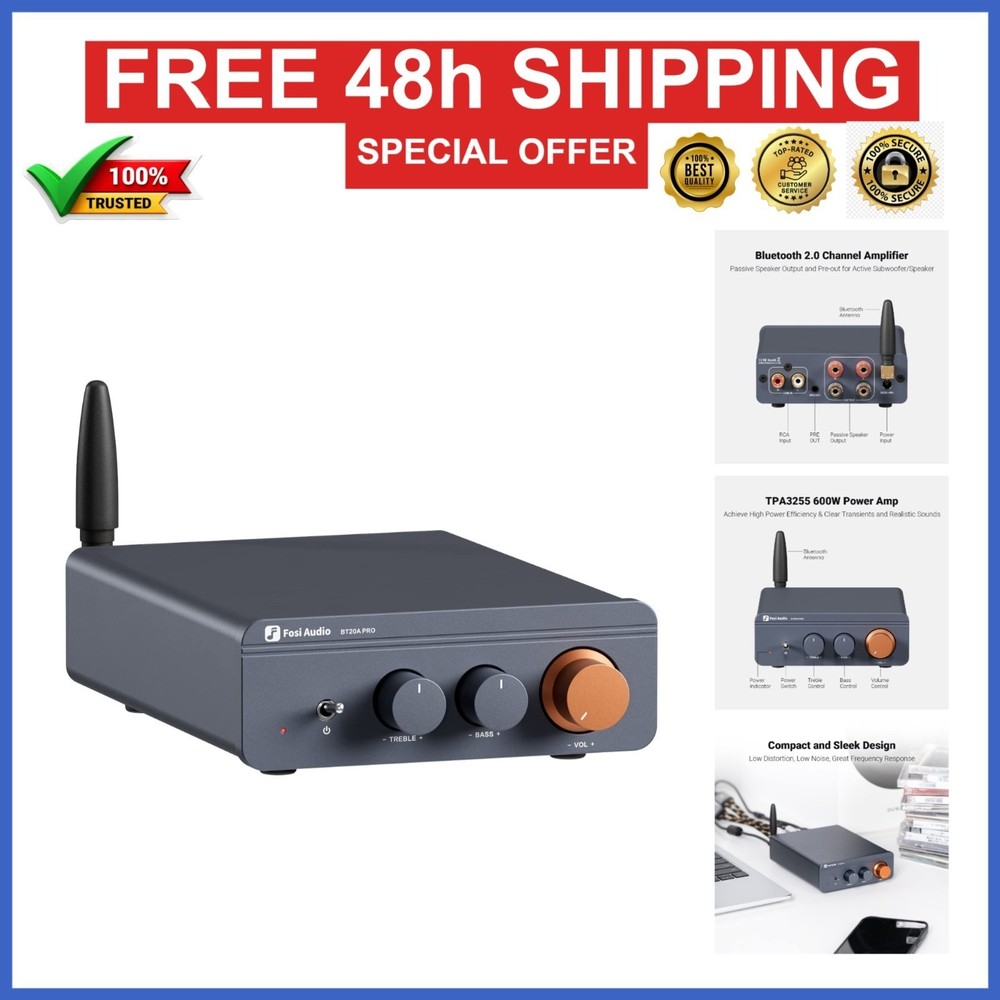 Fosi Audio BT20A Pro Bluetooth Amplifier 300W x2 Home Audio Receiver