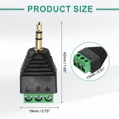 5Pcs 3.5mm TRS Stereo Male to 3 Pin Screw Terminal, Solderless AUX Balun Adapter