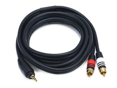 Monoprice 6ft Premium 3.5mm Stereo Male to 2RCA Male 22AWG Cable – Black