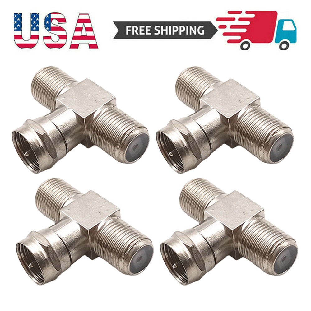 4X TV Cable Splitter F Male to Dual Female 3 Way coaxial Cable Splitter combiner