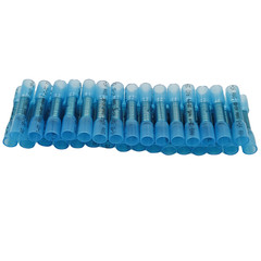 100x Blue 14‑16 AWG Heat‑Shrink Butt Terminals Waterproof Wire Splice Connectors