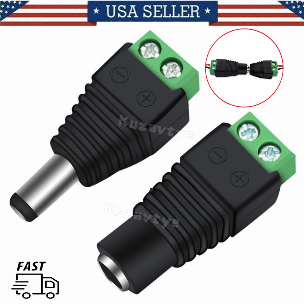 10/20/50 Pairs Male & Female 5.5mm x 2.1mm DC Power Connector Jack Plug 12V 24V