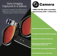 Smart Ai glasses 8MP Sony Camera, Video Recording-For iOS and Android .(Black)
