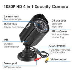 ZOSI 1080p 4in1 Wired Home CCTV Security Camera Outdoor Waterproof Night Vision