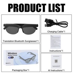Smart Glasses AI Bluetooth Glasses with 144+Translation for Men & Woman Travel…