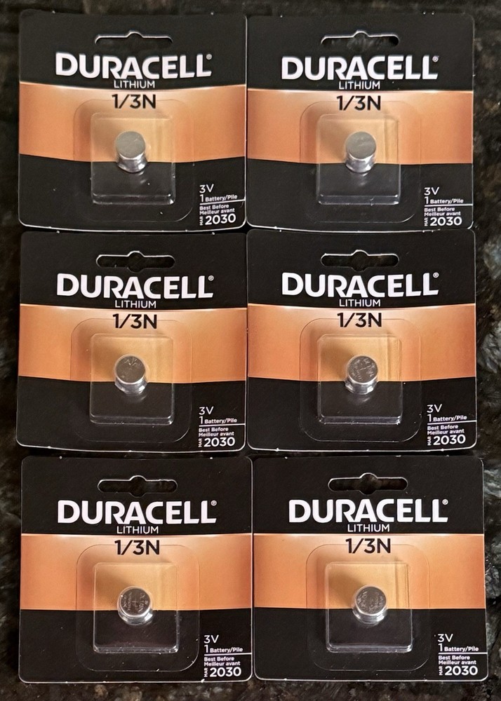 Lot Of (6) Duracell 3v 1/3N Lithium Batteries, Expiration Date 2030