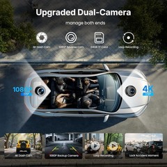 9 In Carplay Screen Wireless 4K Front Dash Cam 1080P Rear Backup Camera GPS Call