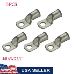 4/0 AWG 1/2″ Hole Ring Terminal Lug Tin Plated Copper Uninsulated Gauge 5PCS