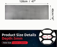 47″x16″ ABS Plastic Universal Car Grill Mesh, Honeycomb 15x20mm Black