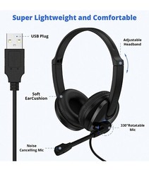 Over-Ear Gaming Headphone with Microphone Computer Wired Headset Black Plug In