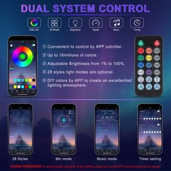 LivTee Smart Car LED Interior Lights 6 in 1- Remote Control, Color-changing