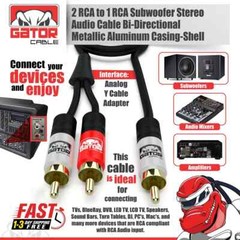 2 RCA to 1 RCA Male Subwoofer Audio Splitter Y Cable Stereo Bass Bi-Direction