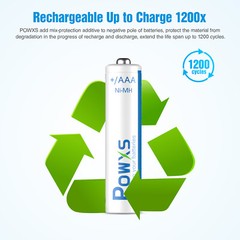 Powxs AAA NiMH Rechargeable Batteries Lot Pack, EBL FY-809 8-Slot LCD Charger