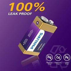 4 Pack Philips 9V Lithium Battery Ultra Long Lasting for Devices Smoke Detector