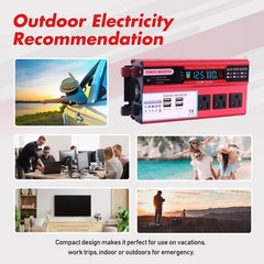 5000W Pure Sine Wave Solar Converter Car Power Inverter DC 12V To AC 110V 4 USB