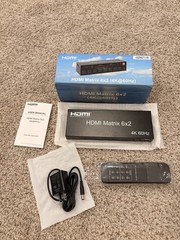 HDMI Matrix Switch 6×2 4K@60Hz IR Remote, Audio Extract, HDCP 2.2