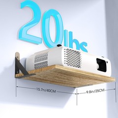 2PCS Oak Rustic Wood Projector Wall Mount Floating Shelf with Cable Ties Holder