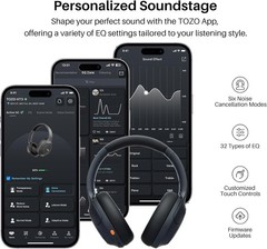 HT3 Hybrid Noise Cancelling Headphones: 90H Wireless, AI Assistant, Hi-Res Sound