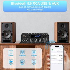 Stereo Amplifier Home Audio Receiver AK-390,AMP Speaker Bluetooth 5.0 Amplifi…