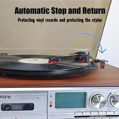 Vinyl Record Player 10 in 1 Bluetooth 3 Speed Turntable Silver TR-18FCD Vintage