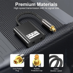 Optical Audio Splitter 1 in 2 Out Toslink Optical Audio Adapter Male to Female