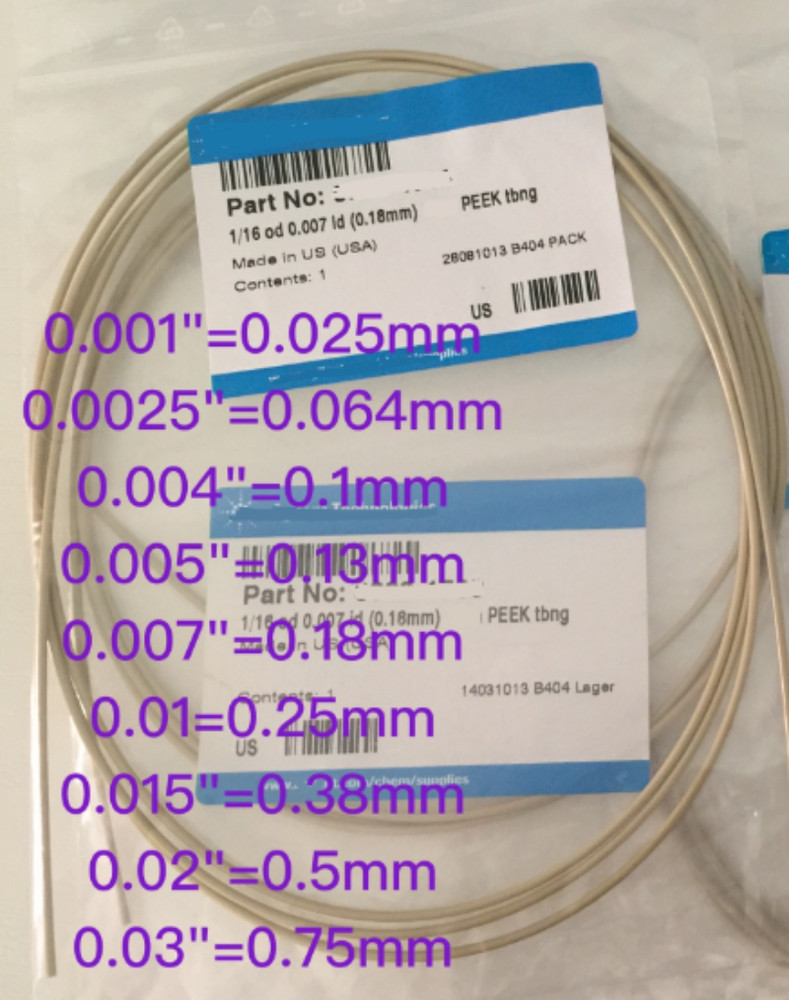 1PC 1/16″ liquid chromatograph tubing, PEEK tubing, PEEK fittings 0.38mm L100cm