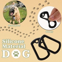10 Pack Dog Tag Silencers, Black Engraved Silicone 5.2x3x0.3cm,