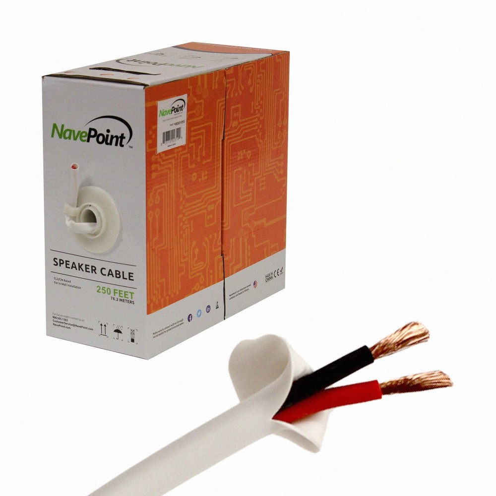 250ft In Wall 14 / 2 14 AWG Gauge 2 Conductor Speaker Wire Cable CL2 250′ ft