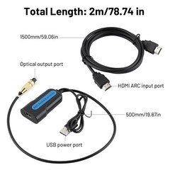 HDMI ARC to Optical Audio Extractor Cable Adapter Converter eARC 5.1 for TV Amp