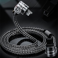 8AWG OCC Silver Hybrid Power Cable EU US HiFi Audio Supply Cord Right Angle Plug