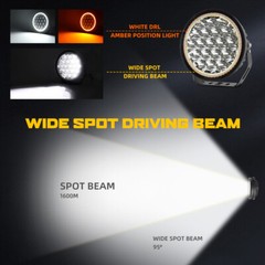 Pair 9inch Round LED Spot Flood Work Driving Lights DRL Fog Lamp 4×4 SUV Offroad