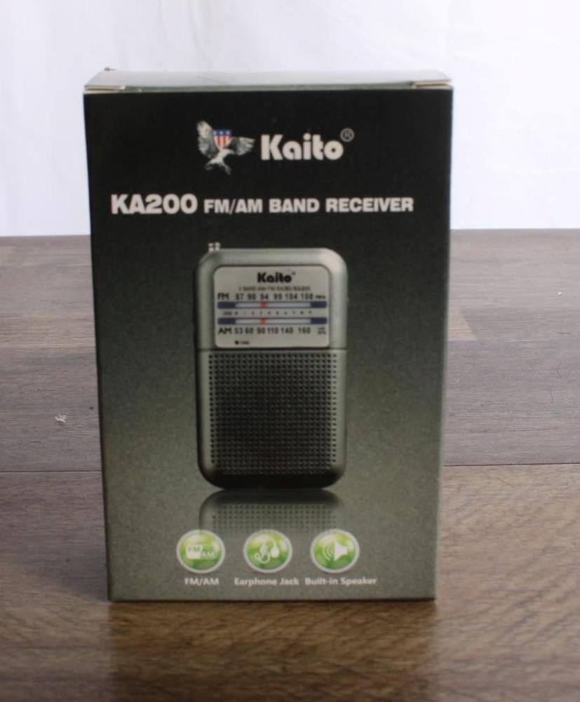 New Kaito KA200 AM FM Portable Pocket Radio Receiver Silver Built In Speaker