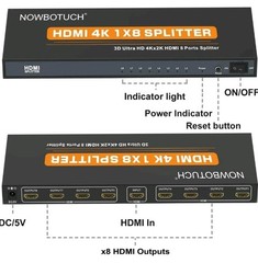 1×8 HDMI Splitter 8 Port 1 in 8 out HDMI Switch 1 Port, Duplicate/Mirror Powered