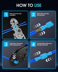 100 Pcs Electrical Male& Female Spade Connectors, 22-16 16-14 12-10 AWG Gauge Wi
