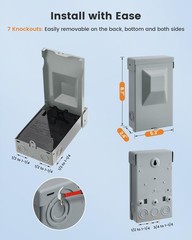 SURAIELEC 30 Amp Fused AC Disconnect Box, Outdoor Pull-Out Switch Enclosure w…