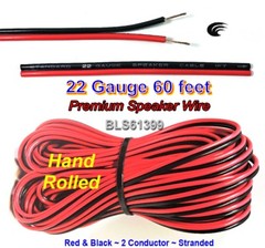 60′ ft Red Black 22 Gauge SPEAKER WIRE Cable Home Car Audio Wiring 12V DC Power