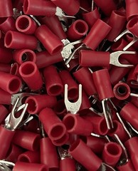 NEW 300pcs Fork Terminal Crimp Wire Connectors Electrical PVC 16-22 AWG – Red