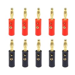 10Pcs Gold Plated Banana Plugs Audio Jack Speaker Wire Cable Screw Connector 4mm