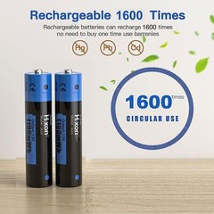 Hixon Lithium AAA Batteries 1.5V AAA Rechargeable Li-Ion Batteries 1100mWh Lot