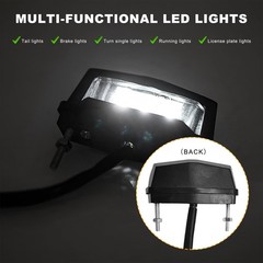 Motorcycle LED License Plate Light, 12V 6K White Rear Brake Tail Light Waterp…