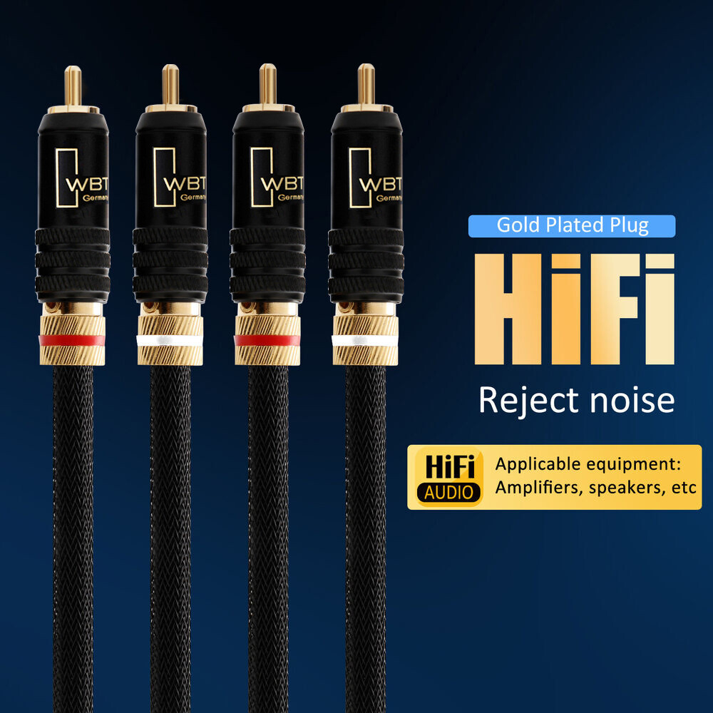 Pair 5N OFC Pure Copper Conductor Wire HiFi Audio Signal Interconnect RCA Cable