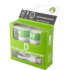 USB Rechargeable D Size Lithium ion Batteries LR20 1.5V 12000mWh with Cable Lot