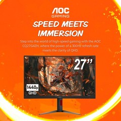 Gaming Monitor 27 QHD Curved 300Hz VA 0.3ms Black CQ27G4ZH AOC Inch screen