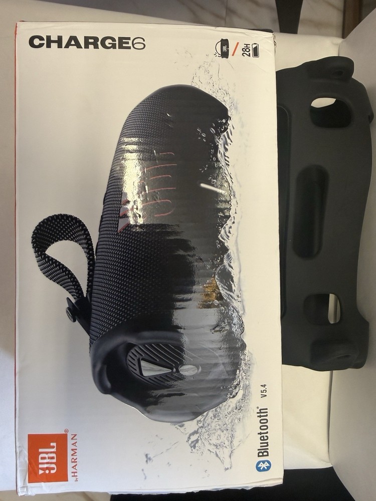 ORIGINAL JBL Charge 6 Portable Waterproof Bluetooth Speaker – Black PLUS CASE