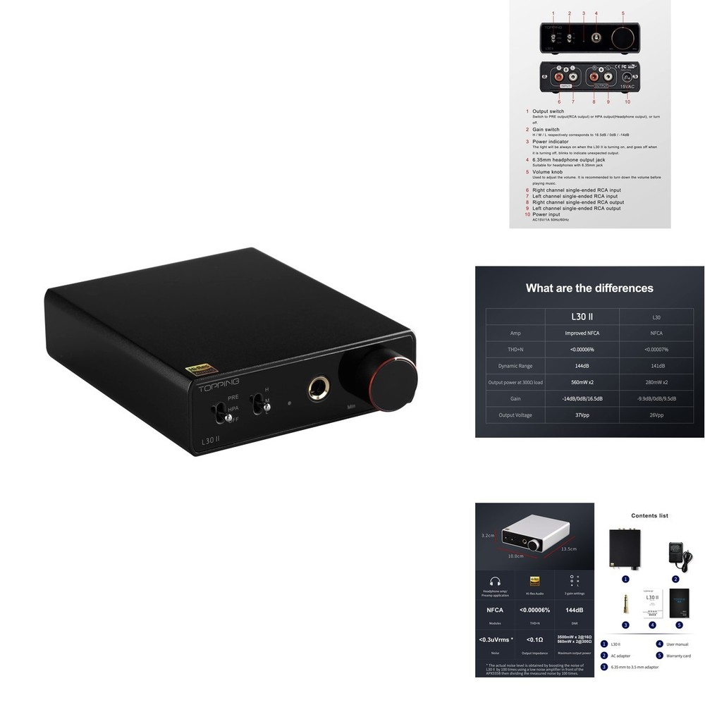 Topping L30Ii Nfca Linear Headphone Amp – 3.5Mm Adaptor Rca Input And
