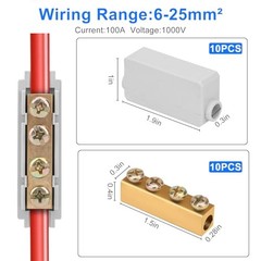 10PCS 4 AWG Wire Connector Nut Kit, 1 in 1 Out 100A 8-4 Guage Splicing Screw