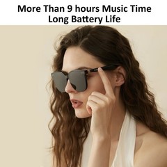 Smart Audio Bluetooth Sunglasses, Wireless Music, IPX4 Waterproof, UV400, BLACK