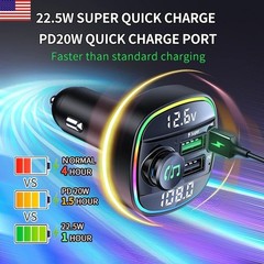 Bluetooth FM Transmitter Car Adapter Hands Free Radio USB Charger AUX Audio